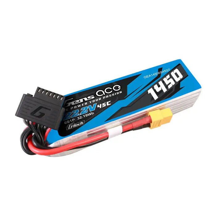 Gens Ace G-Tech 1450mAh 22.2V 45C 6S1P Lipo Battery Pack with XT60 Plug - Lithium and NiMH<<<Batteries<<<RC