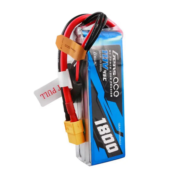 Gens ace G-Tech 1800mAh 11.1V 45C 3S1P Lipo Battery Pack with XT60 Plug - Lithium and NiMH<<<Batteries<<<RC