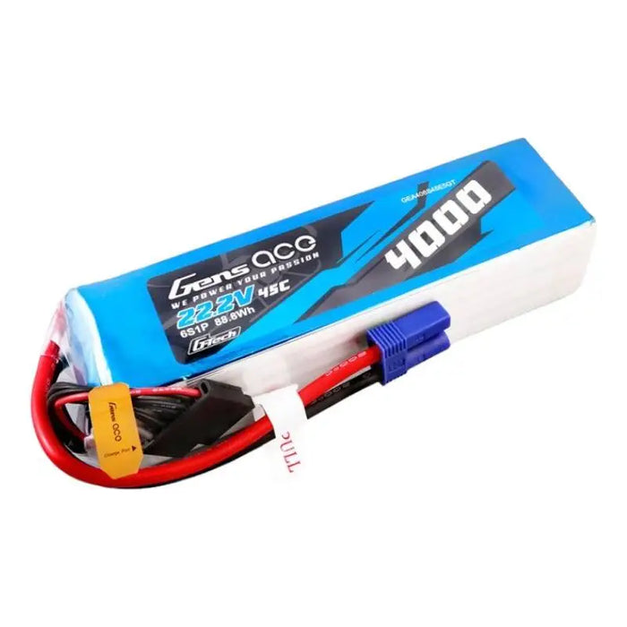 Gens ace G-Tech 4000mAh 22.2V 45C 6S1P Lipo Battery Pack with EC5 plug - Lithium and NiMH<<<Batteries<<<RC