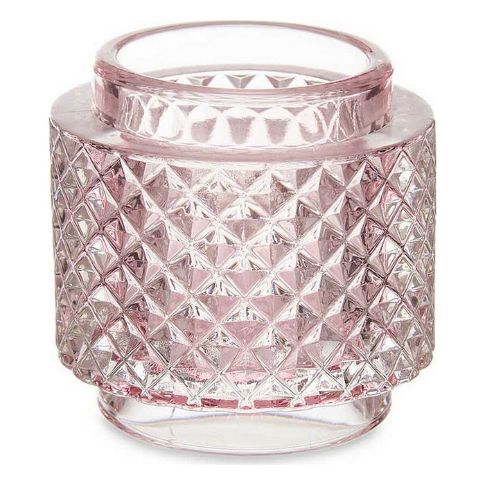 Candleholder Gift Decor Pink Glass 9 x 8,8 x 9 cm