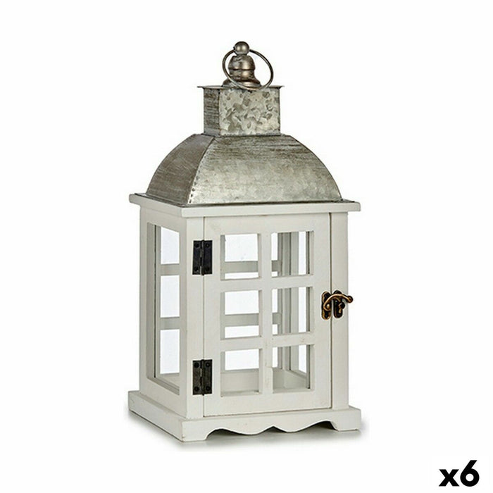 Lantern Gift Decor White Silver Wood Metal Crystal 14 x 39,3 x 20 cm 20 x 39,3 x 14 cm 20 x 40 x 14 cm (6 Units)