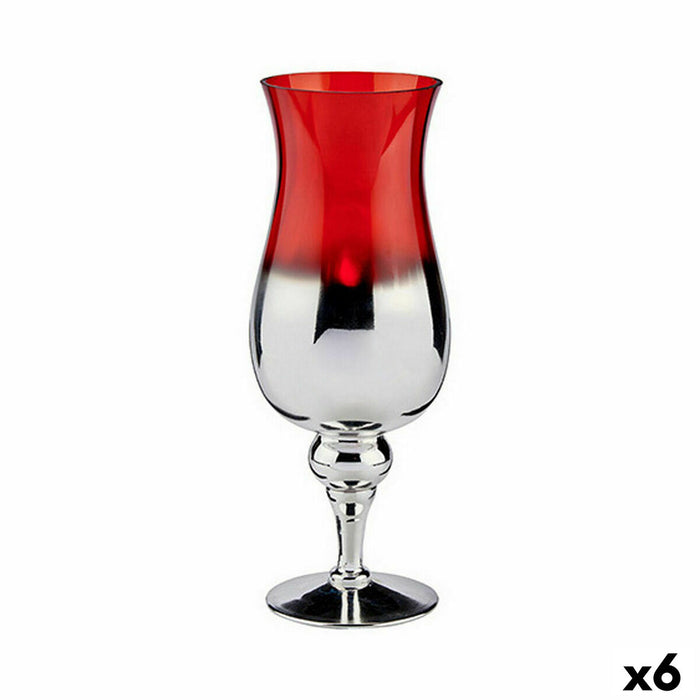 Candleholder Gift Decor Red Silver Crystal 13 x 35 x 13 cm (6 Units)