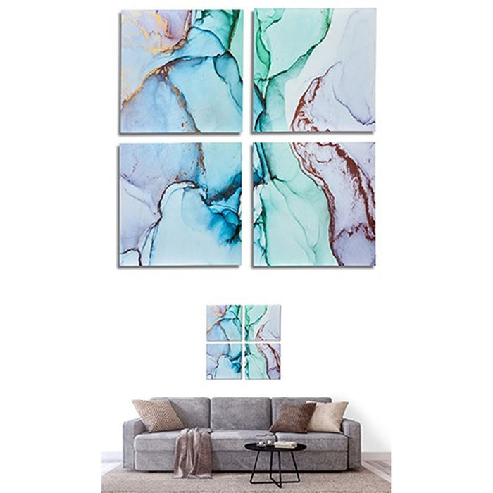 Canvas Gift Decor Canvas 35 x 7 x 35 cm Marble Blue (6 Units)
