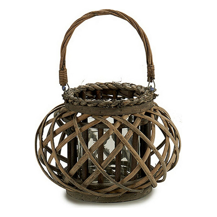 Lantern Gift Decor Brown wicker Glass 30 x 18,5 x 23 cm (6 Units)