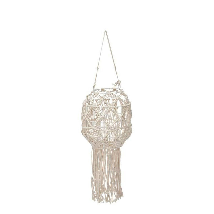 Lantern Gift Decor White Cotton Crystal Macrame 24 x 90 x 24 cm (4 Units)