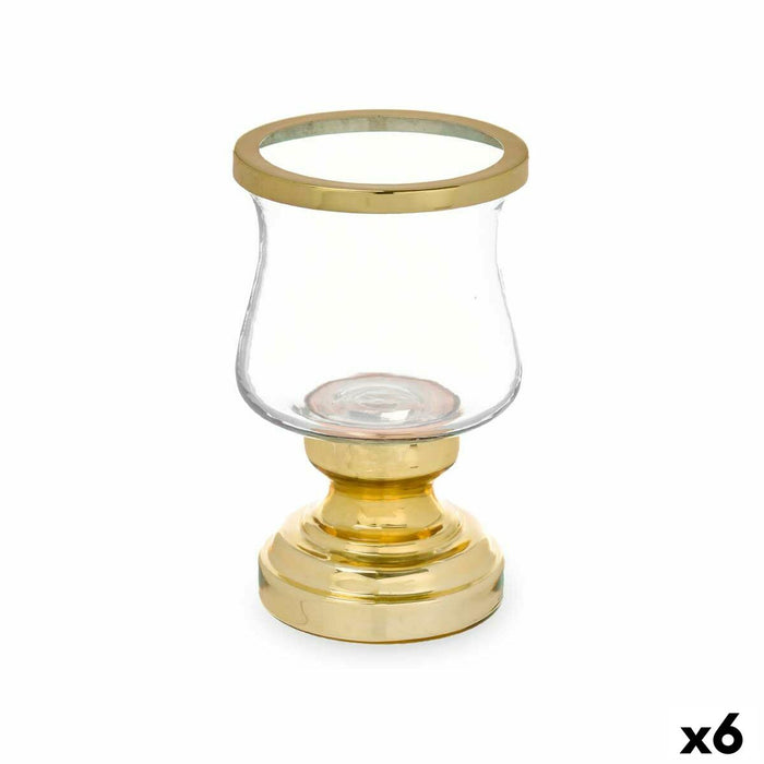Candleholder Gift Decor Golden Crystal Steel 12 x 19,5 x 12 cm Wineglass (6 Units)