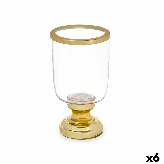 Candleholder Gift Decor Golden Crystal Steel 12 x 24,5 x 12 cm Wineglass (6 Units)