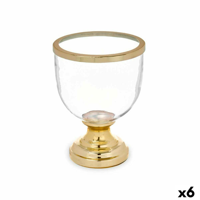 Candleholder Gift Decor Golden Crystal Steel 17,3 x 23,5 x 17,3 cm Wineglass (6 Units)