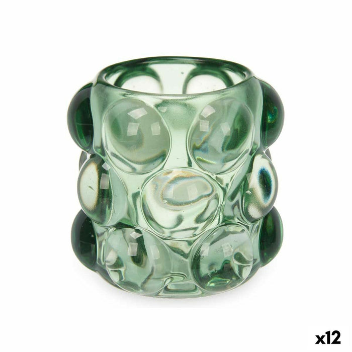 Candleholder Gift Decor Green Crystal 8,4 x 9 x 8,4 cm Microbeads (12 Units)