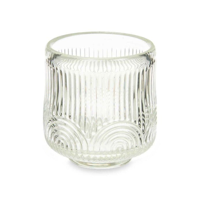Candleholder Gift Decor Transparent Crystal 7,5 x 7,8 x 7,5 cm Stripes (12 Units)