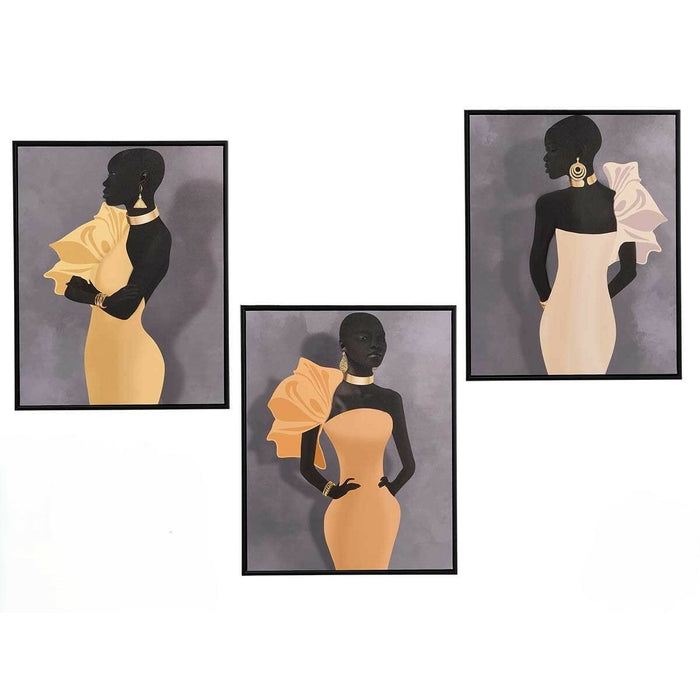 Canvas Gift Decor Yellow Black Grey 40 x 3 x 50 cm (6 Units)