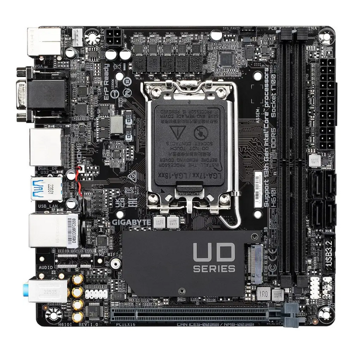 GIGABYTE H610I Motherboard - Supports Intel Core 14th CPUs 4 + 1 + 1 Hybrid Digital VRM up to 5600MHz DDR5 1xPCIe 3.0