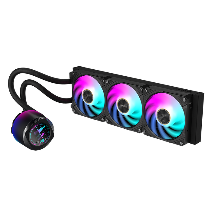 Processor cooler Gigabyte AORUS WATERFORCE X II 360 Black, LCD Display