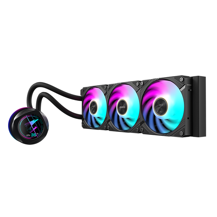 Processor cooler Gigabyte AORUS WATERFORCE X II 360 Black, LCD Display