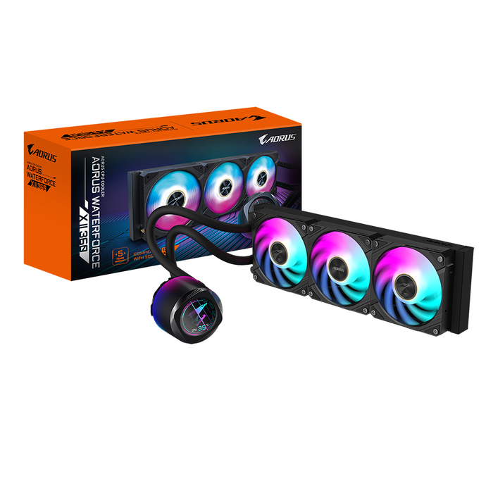 Processor cooler Gigabyte AORUS WATERFORCE X II 360 Black, LCD Display