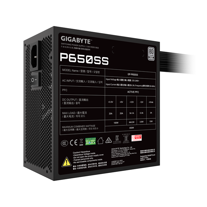 Power supply unit Gigabyte P650SS 650W 80+ Silver