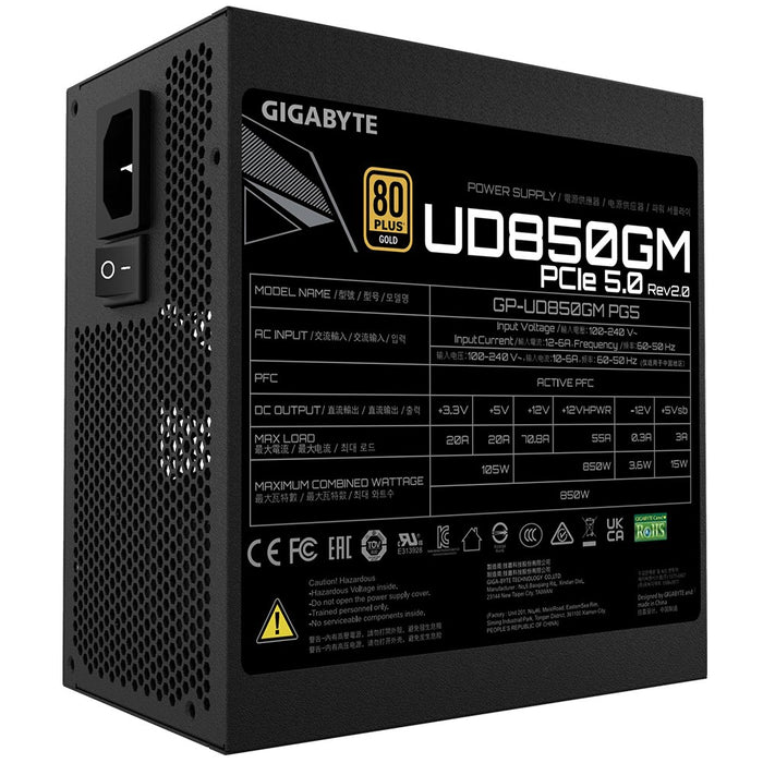 Power supply Gigabyte P850GM PG5 V2, 850W, 80+ GOLD, Modular, PCIe 5.1 Ready