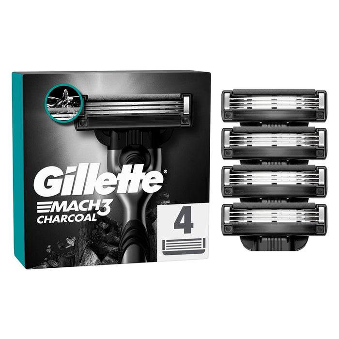 BLADES GILLETTE MACH3 CHARCOAL 10/59/7 4 PCS