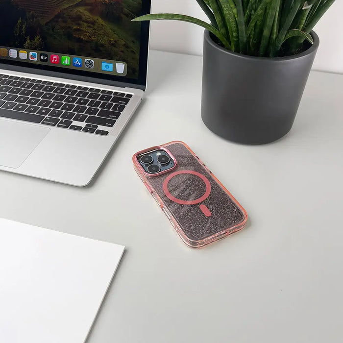 Glitter Case MagSafe for iPhone 16 Pro - pink with glitter - Cell phone cases and covers<<<HurtelXML