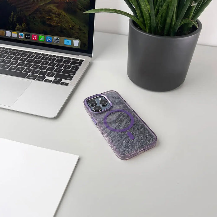 Glitter Case MagSafe for iPhone 16 - purple with glitter - Cell phone cases and covers<<<HurtelXML