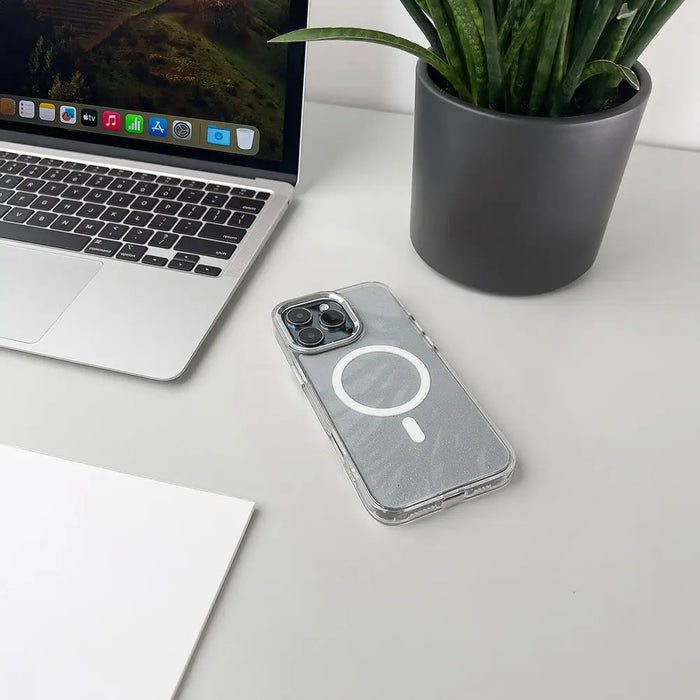 Glitter Case MagSafe for iPhone 16 - white with glitter - Cell phone cases and covers<<<HurtelXML
