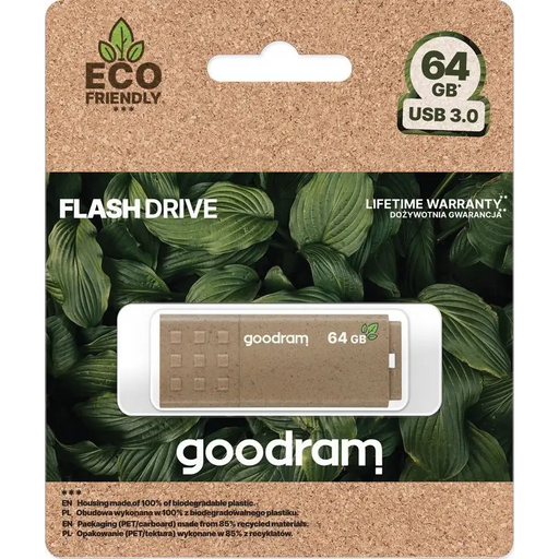GOODRAM FLASHDRIVE 64 GB ECO FRIENDLY USB 3.0 RE - FlashDrivesPAM-FLD<<<Memory devicesPAM<<<ActionPL