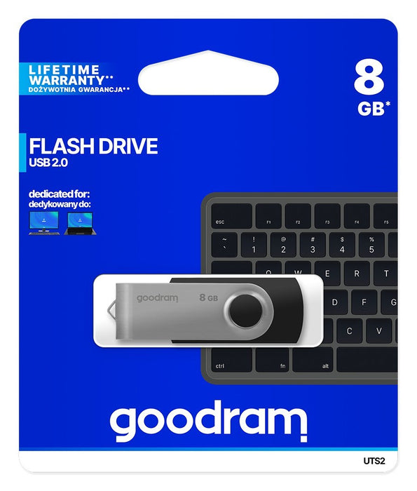 Goodram UTS2 USB flash drive 8 GB USB Type-A 2.0 Black,Silver
