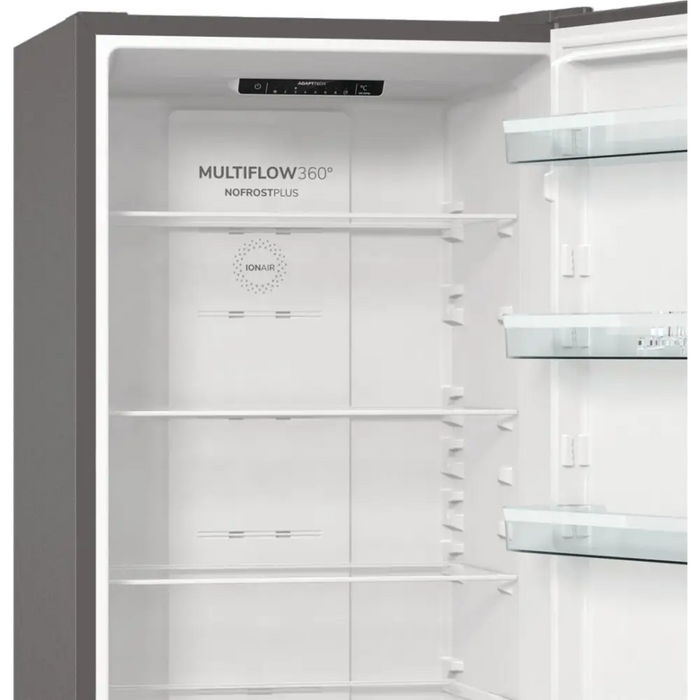 Gorenje NRK6202EXL4 fridge-freezer Freestanding 331 L E Grey - Freestanding refrigerator-freezers