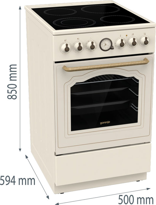 Gorenje GECS5B70CLI Freestanding cooker Electric Ceramic hob Beige