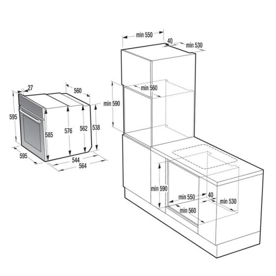 Built-in oven GORENJE BPSA6747DGWI, 77 l, Pyrolysis, added steam