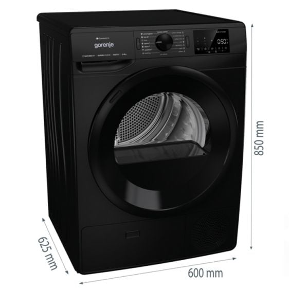 Dryer GORENJE DPNE82GNLWIFI/B, 8 kg, Heat pump, Wi-Fi, Black