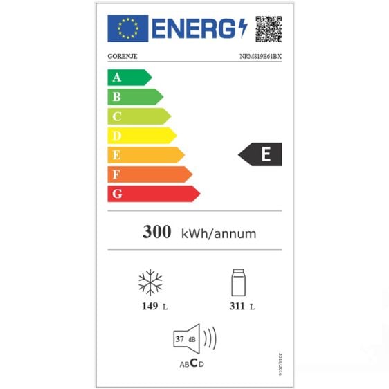 Four-door refrigerator GORENJE NRM819E61BX, 460 l, NoFrost Plus, 190 cm