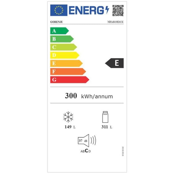 Refrigerator with freezer GORENJE Side by Side NRM819E61X, 460 l, NoFrost Plus, 190 cm