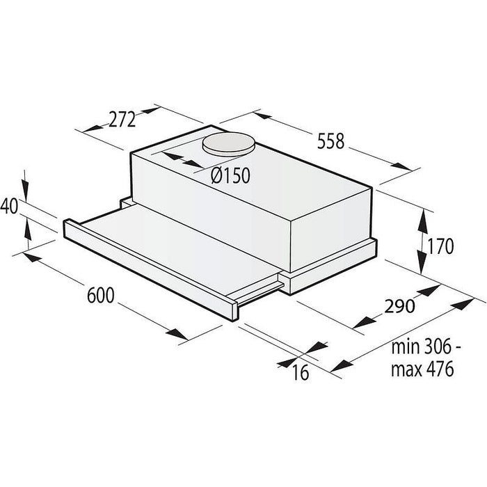 Built-in hood GORENJE TH64E4BG, 450 m³/h.