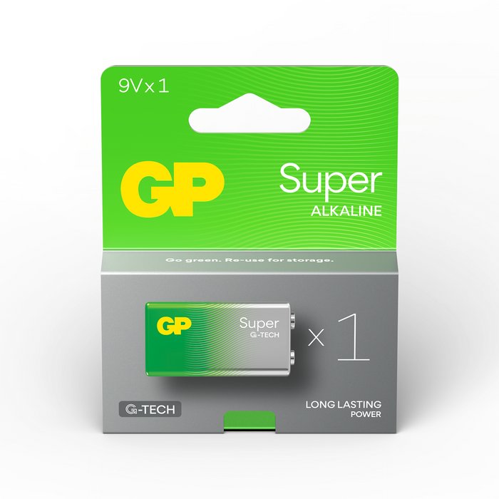 Alkaline battery GP SUPER 6LF22, 6LR61, 9V, 1 pc. blister, 1604A