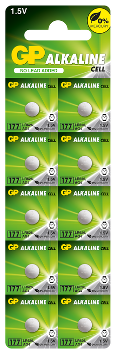 Alkaline button battery GP177 LR-626/ 10 pcs./pack price for 1 pc./ AG4 1.55V GP