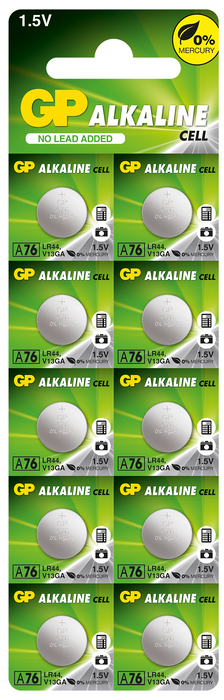 Alkaline button battery GP BATTERIES, GPA76, LR44, 1.55V, Price for 1 pc.