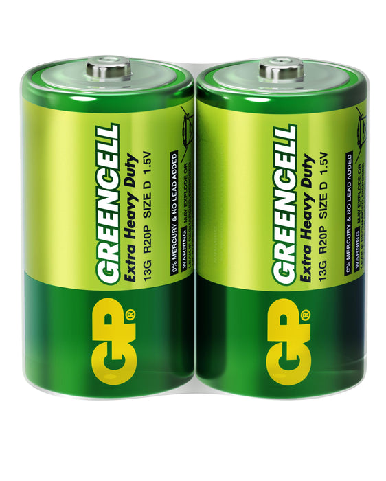 Zinc carbon battery GP Greencell 13G-S2, R20, 2 pcs. in packaging / shrink, 1.5V