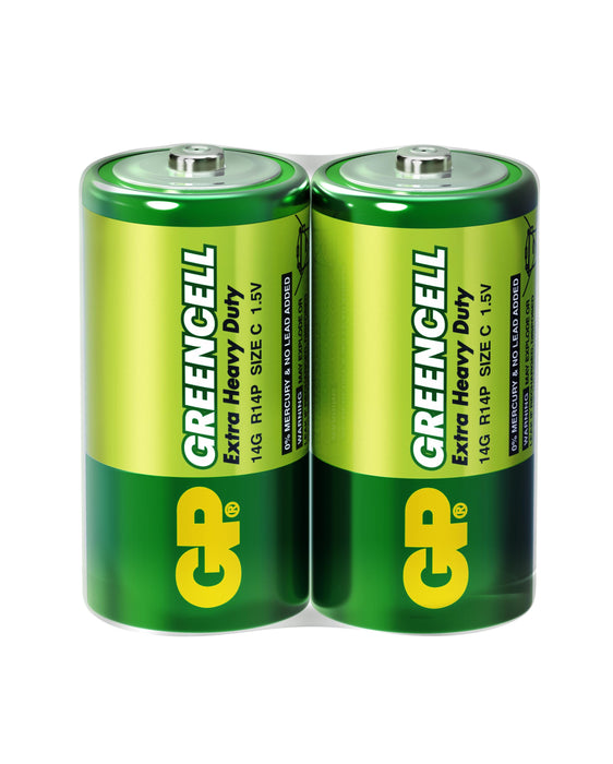 Zinc carbon battery GP 14G-S2 Greencell, R14, 2 pcs. in packaging / Shrink, 1.5V