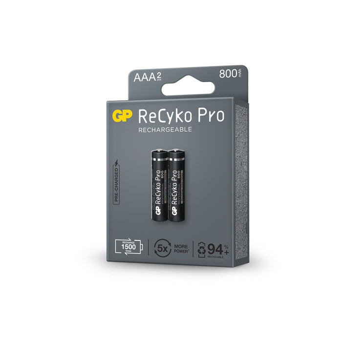 Accumulator Battery GP R03 AAA 800mAh, NiMH, 85AAAHCB-EB2 RECYKO+ PRO, Up to 1500 cycles, 2 pcs. in packaging