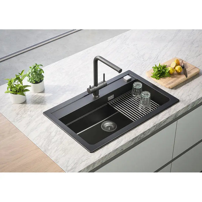GRANITE KITCHEN SINK ALVEUS ATROX 40 79X50X19.5 CM. BLACK - Кухненски мивки<<<Кухненски