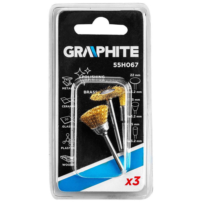 SET OF COPPER WIRE BRUSHES 3 PIECES GRAPHITE 55H067
