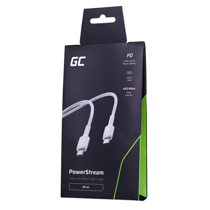 Green Cell GC PowerStream USB cable USB 3.2 Gen 1 (3.1 Gen 1) 0.3 m USB C White - USB cablesKBA-USB<<<Cables