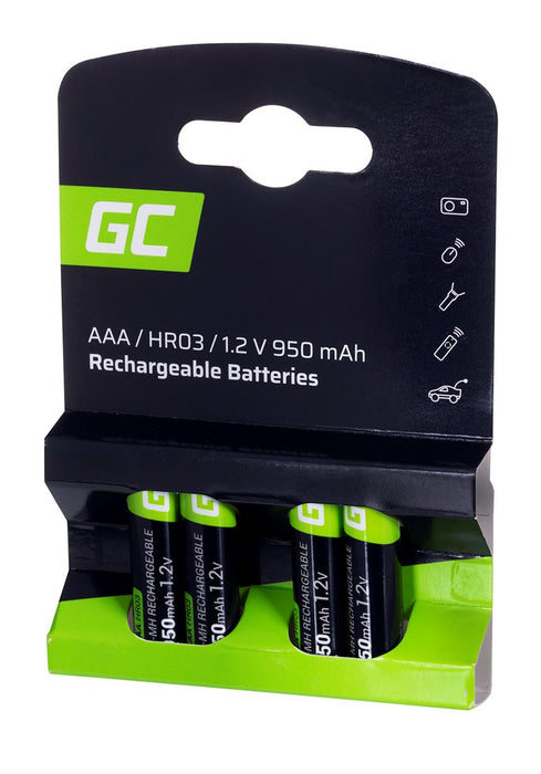 Green Cell Rechargeable Batteries Sticks 4x AAA HR03 950mAh