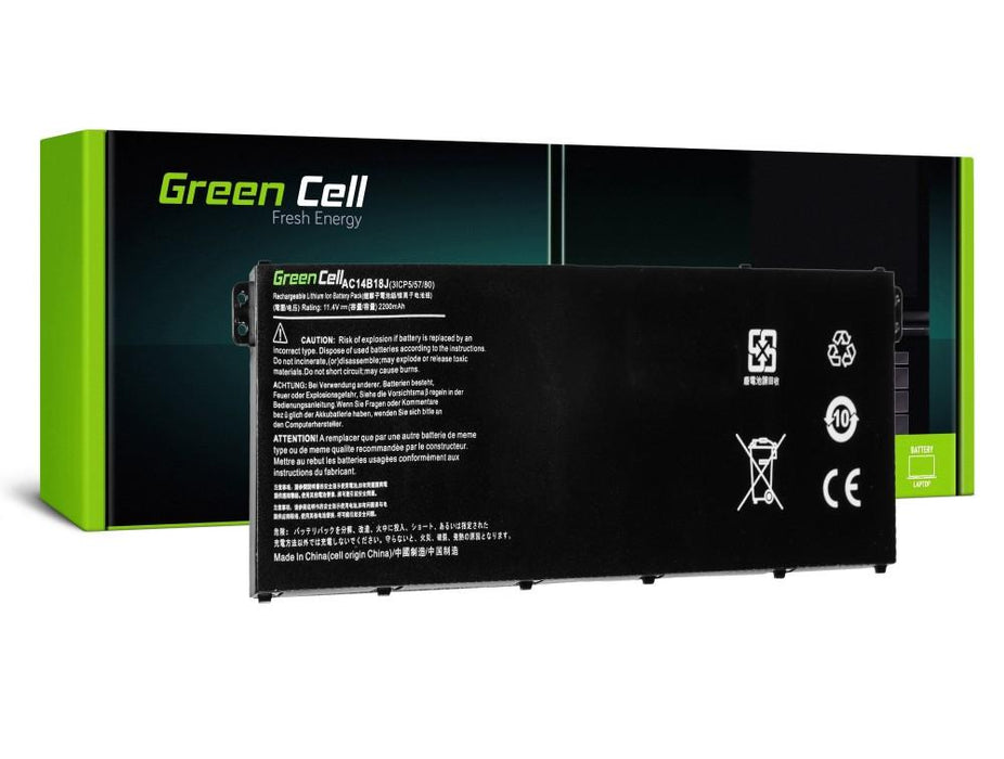 GREEN CELL laptop battery, Acer Aspire E 11 ES1-111M ES1-131 E 15 ES1-512 Chromebook 11 CB3-111 13 CB5-311 AC14B3K, 11.4V, 2200mAh