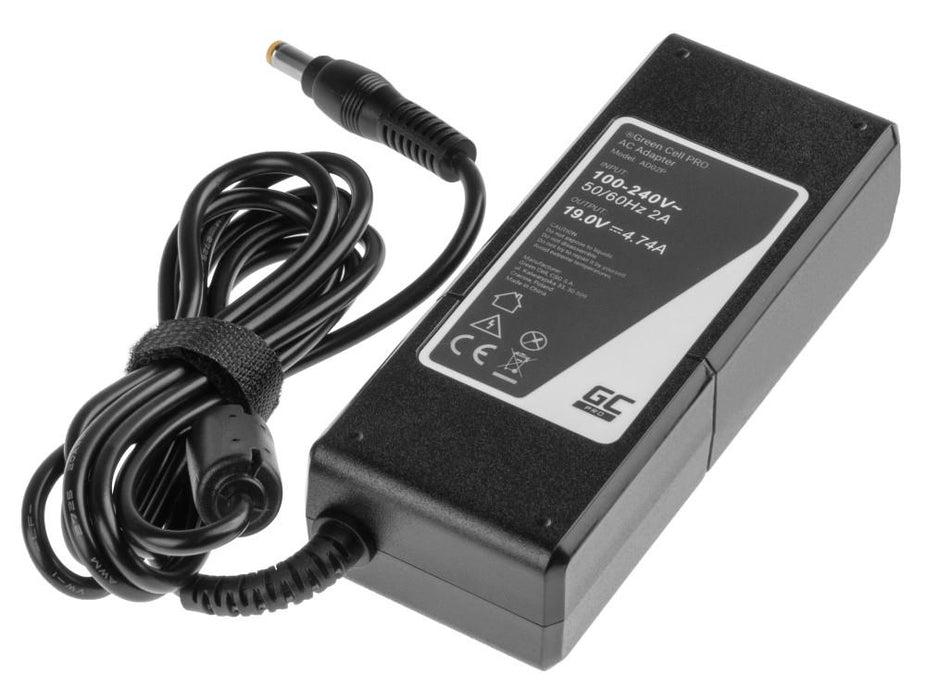 Laptop power supply GREEN CELL, PRO Charger / AC Adapter 19V 4.74A 90W for Acer 5.5mm- 1.7mm
