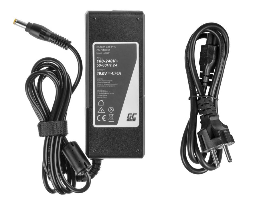 Laptop power supply GREEN CELL, PRO Charger / AC Adapter 19V 4.74A 90W for Acer 5.5mm- 1.7mm