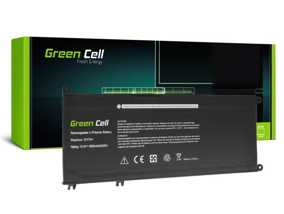 GREEN CELL Laptop Battery, Dell 33YDH, Dell Inspiron G3 3579, 3779, G5 5587, G7 7588, 7577, 7773, 7778, 7779, 7786, Latitude 3380, 3480, 3490, 3590, 15.2V, 3400mAh