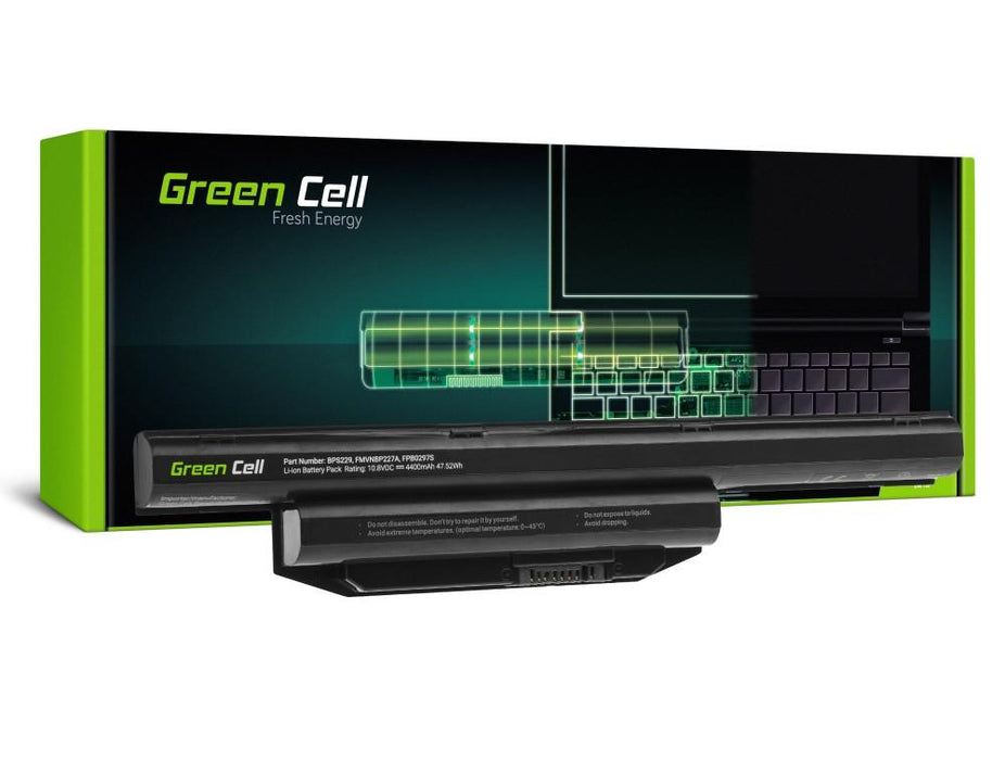 Battery for laptop GREEN CELL, Fujitsu LifeBook A514, A544, A555, AH544, AH564, E547, E554, E733, E734, E743, E744, E746, E753, E754, S904, 10.8V, 4400mAh