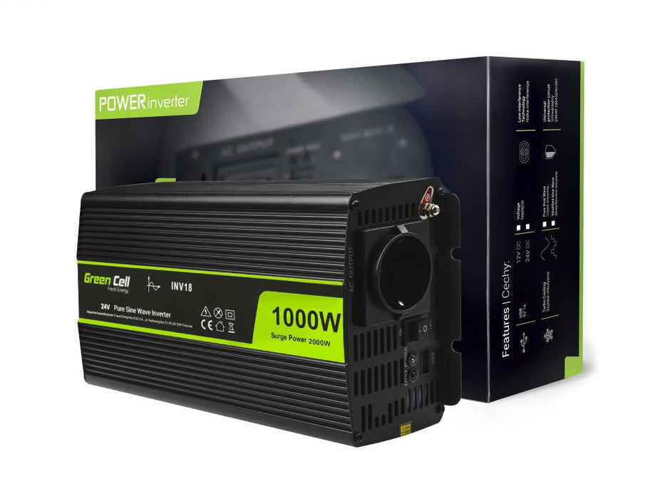 Inverter GREEN CELL 24V/1000W pure sine wave